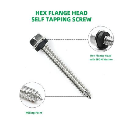 Roestvrij staal ST6.3*55mm Flange Hex Self Tapping Screw Parafuso Auto Atarraxante