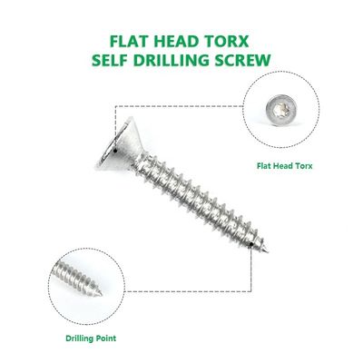 Metrische roestvrij staal ST4.8*30mm Flat Torx Head zelfboor schroeven Sus316 scherp punt zelfboor schroef