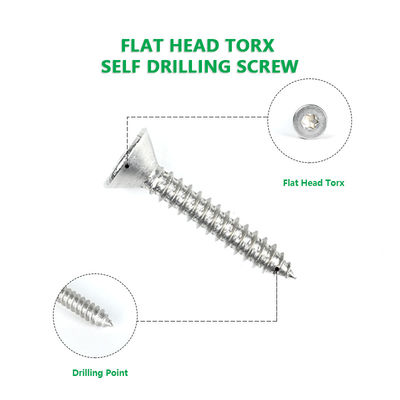 Plain Finish Torx Flat Countersunk Self-Tapping Screws 316 roestvrij staal voor hout