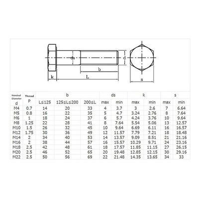 A2-70 roestvrijstalen bouten M6*30 gedeeltelijk gegraven Din931 Hexagonale bouten