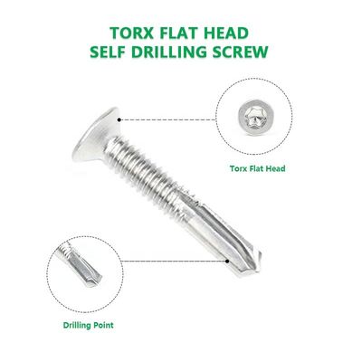 Standaard zwarte Csk Flat Head Torx zelfborende schroef van roestvrij staal Tornillos
