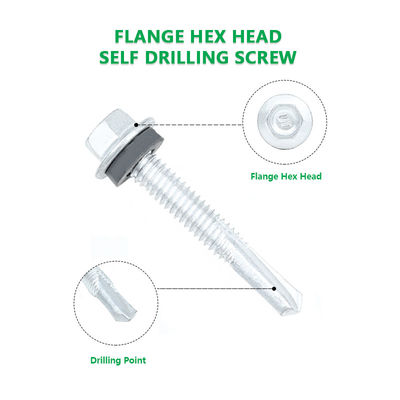 Geel hex flens hoofd dak schroef M5.5 X 38 Zelf Tapping metalen schroeven Tek 5 Zelf boor schroeven voor het dak