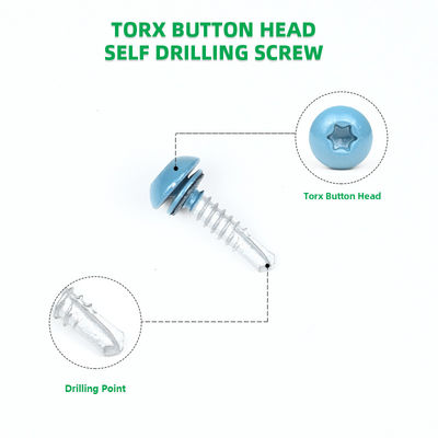 SS410 Roofschroef van roestvrij staal van kleur met corroshield 1' Panhead Torx zelfborende schroef met wasmachine