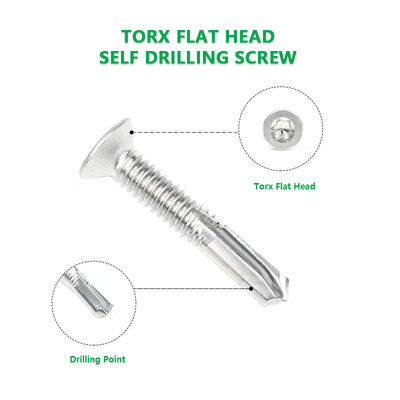 ZINK Finish Hoogsterkte roestvrij staal Tek 5 Torx Flat Self-Tapping Schroef Csk Head Self-Boring Schroeven