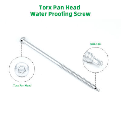 Torx Drive SUS304 Bimetalen schroef van roestvrij staal 6,3 x 125 mm voor TPO PVC-membraandakken