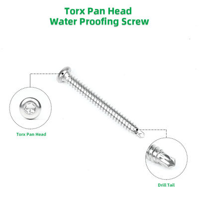 Plain 6.3x55 SUS410 Pan Torx Star Schroef roestvrij staal knopkop voor dak Epdm membraan