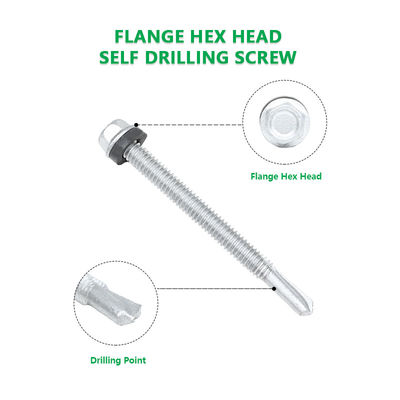 Contact opnemen met de klantenservice voor aangepaste 5.5x63 flens hex hoofd zelfborende schroef