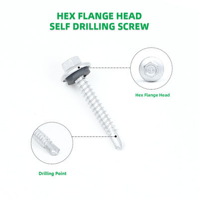 Zinklegering bekleed waterdicht 12 X38 Hex Flange zelfborende schroef voor wandbekleding